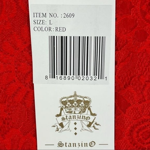 Stanzino Red Floral Lace Cap Sleeve Bodycon Dress Size Large NWT - Picture 5 of 7